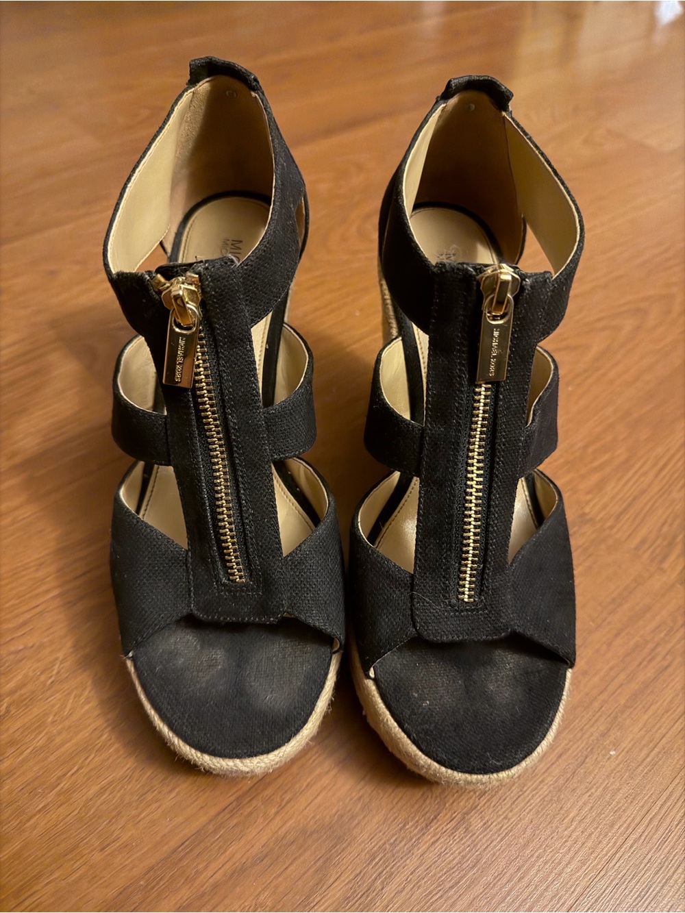 Michael Kors Zip-Front Women's Espadrille Wedge Sandals size 8